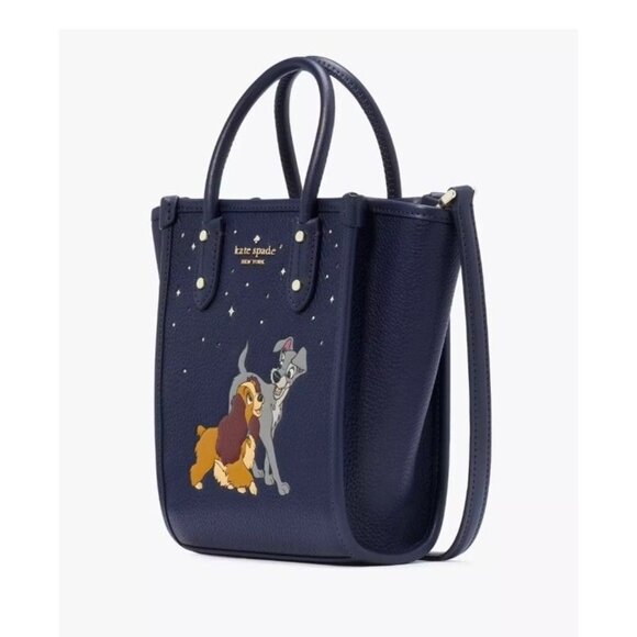 Disney x Kate Spade New York Lady And The Tramp Mini Tote Bag KH463 Blue Multi - Picture 1 of 6